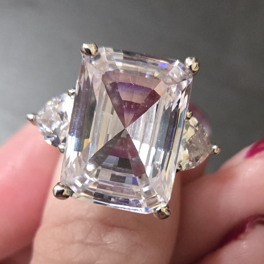 Nolan Miller Ring Silver Tone with Clear CZs Size 8 Stunning!